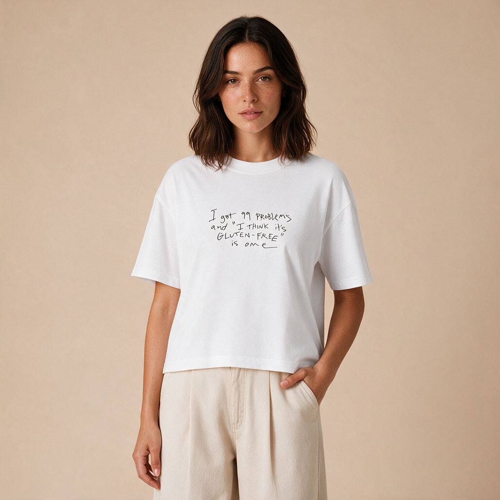99 Problems, Gluten Is One – Damen Boxy Fit – Mockup