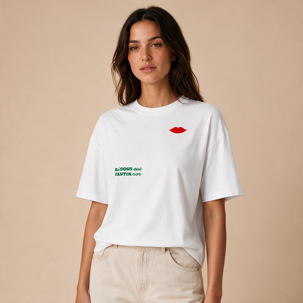 Bisous Oui, Gluten Non – Damen Boxy Fit – Mockup