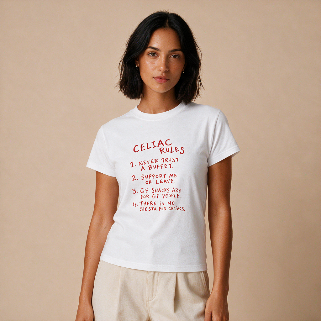 Celiac Rules – Damen Baby Tee – Mockup