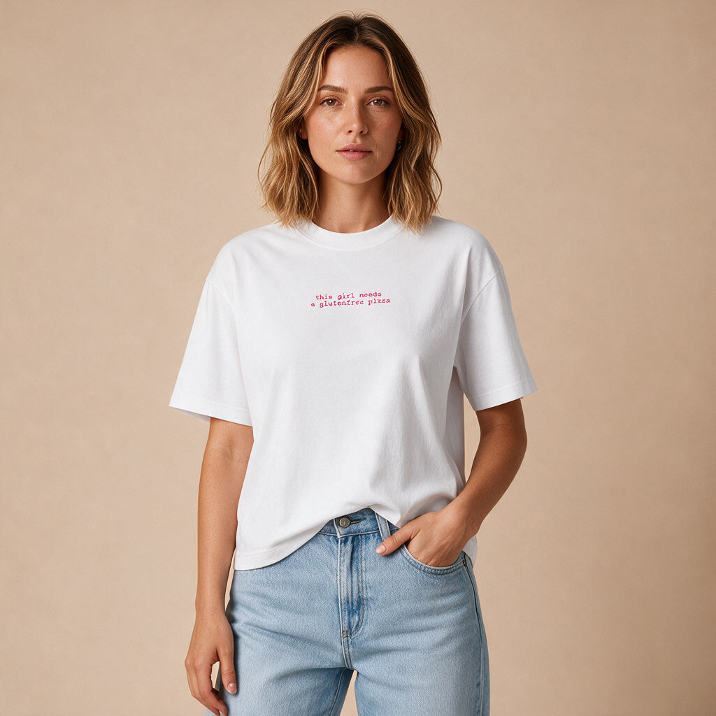 Girl Needs Glutenfree Pizza – Damen Boxy Fit – Mockup