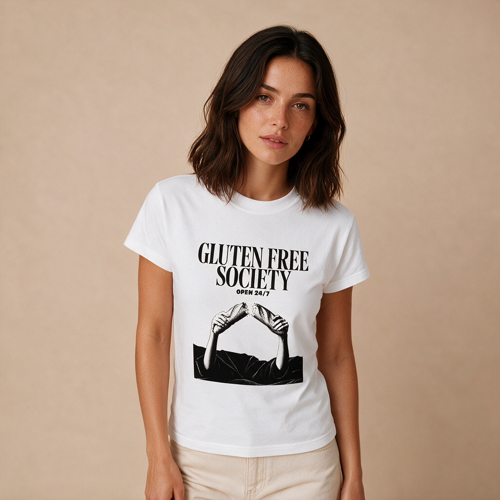 Glutenfree Society – Damen Baby Tee – Mockup