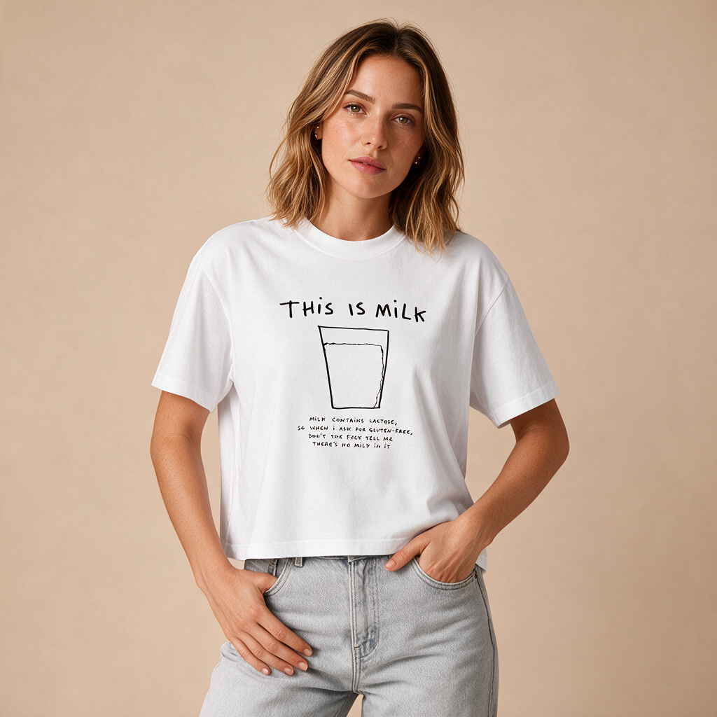 Lactose Is Not Gluten – Damen Boxy Fit – Mockup