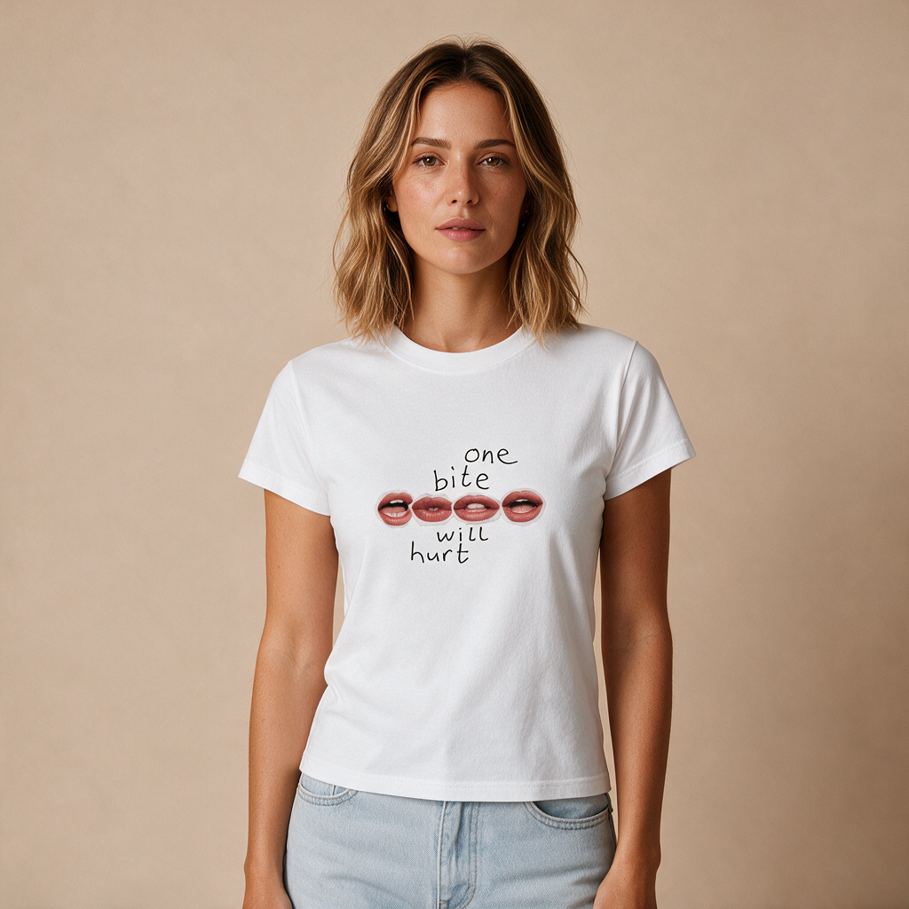 One Bite Will Hurt – Damen Baby Tee – Mockup