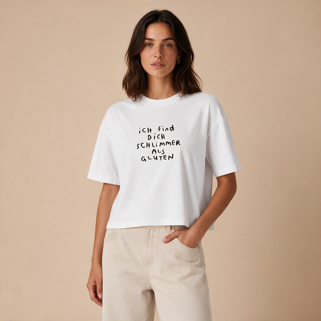 Schlimmer als Gluten – Damen Boxy Fit – Mockup