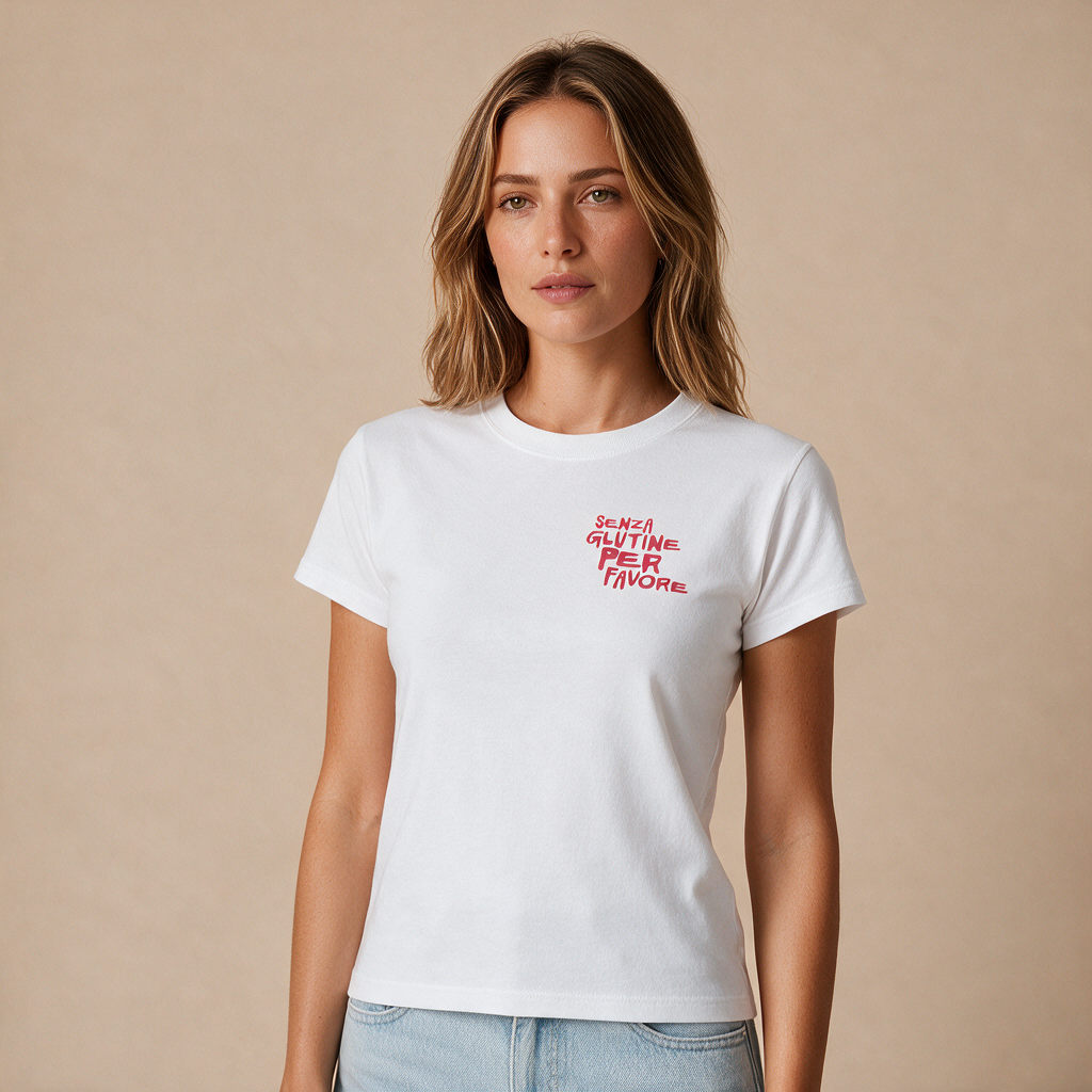 Senza Glutine, Per Favore – Damen Baby Tee – Mockup