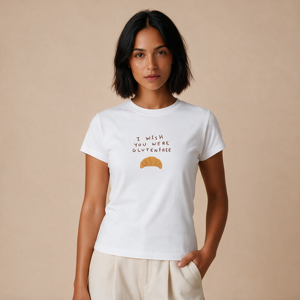 Wish You Were Glutenfree – Damen Baby Tee – Mockup